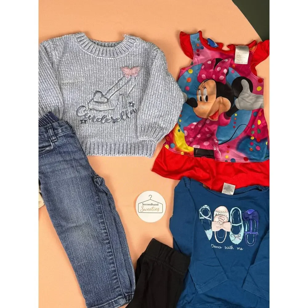 Girls 12M Fall Clothing Lot 8pc Disney Minnie Cherokee Old Navy Jeans Tops #111